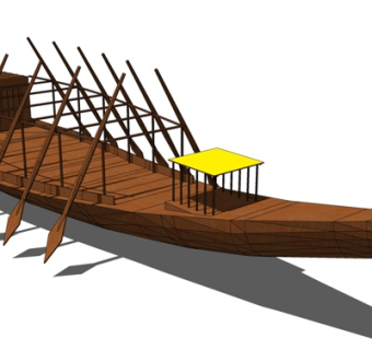 现代木船su模型