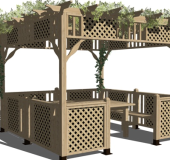 现代实木廊架凉亭su模型