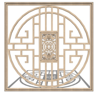 新中式实木隔断su模型