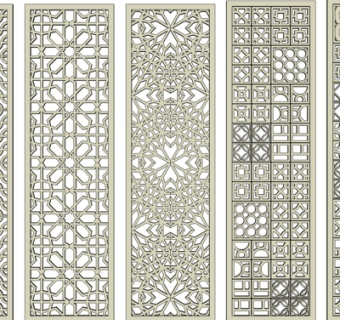 新中式镂空隔断su模型