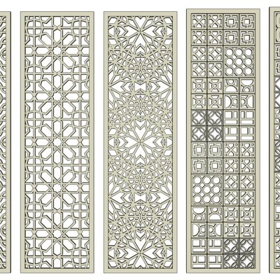 新中式镂空隔断su模型