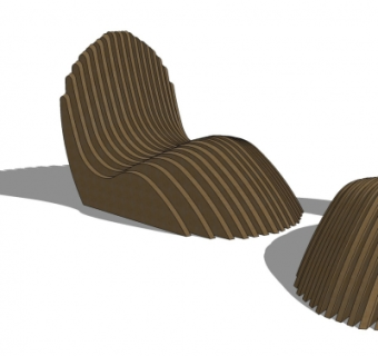 现代实木户外椅su模型