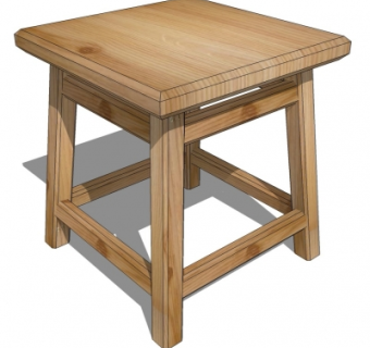 现代实木凳子su模型