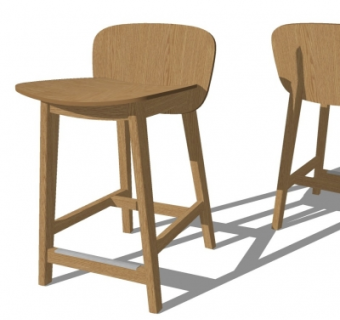 现代实木单椅su模型