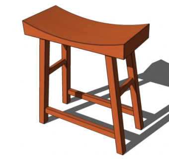 现代实木凳子su模型