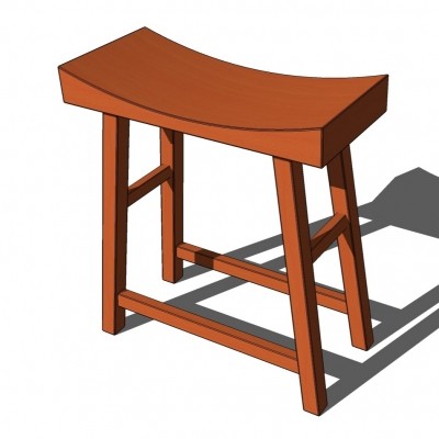 现代实木凳子su模型