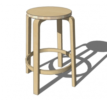 现代实木凳子su模型