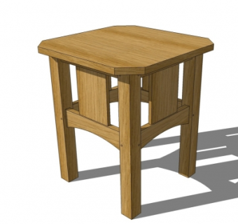 中式实木凳子su模型