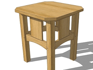 中式实木凳子su模型