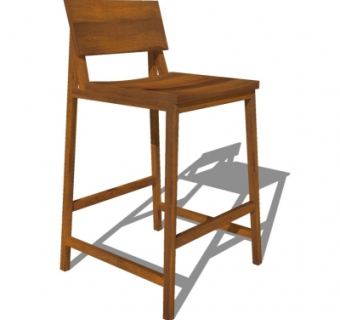 中式实木吧台椅su模型