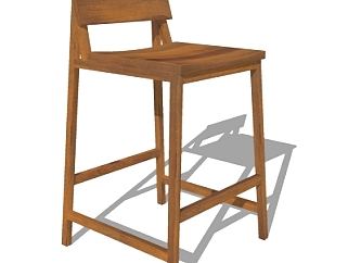 中式实木吧台椅su模型