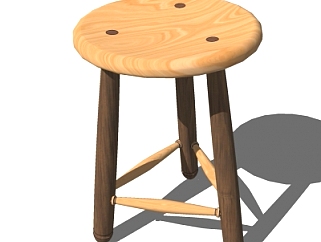 现代实木凳子su模型