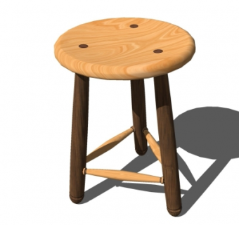 现代实木凳子su模型