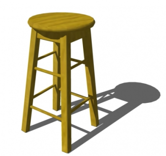 现代黄色实木吧台椅su模型