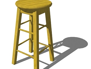 现代黄色实木吧台椅su模型