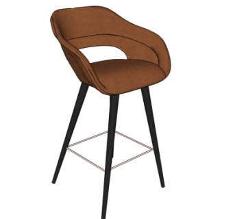 现代布艺吧台椅su模型