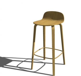 现代实木吧凳su模型