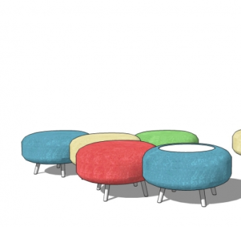 现代布艺凳子组合su模型