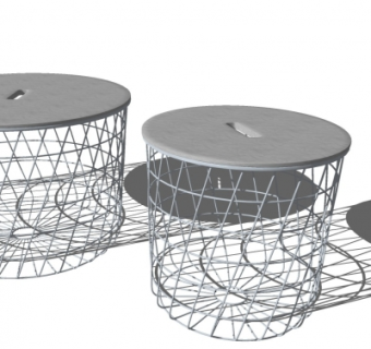 现代白色铁艺凳子组合su模型