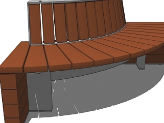 现代实木圆形公用椅su模型