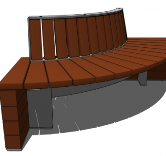 现代实木圆形公用椅su模型