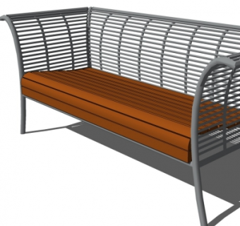 现代铁艺公共椅su模型