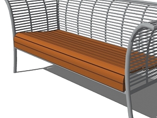 现代铁艺公共椅su模型