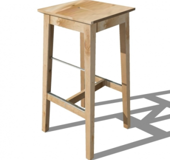 现代实木凳子su模型