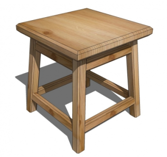 现代实木凳子su模型