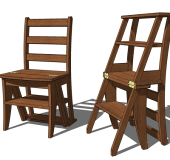 中式实木多功能单椅su模型