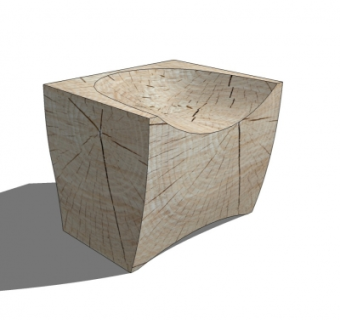 自然风实木凳子su模型