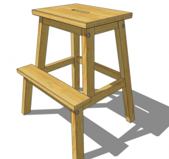 现代实木凳子su模型