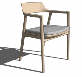 现代实木单椅su模型