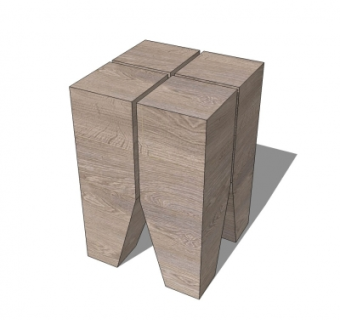 现代实木凳子su模型