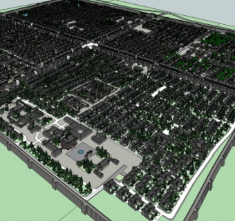 中式特色小区规划su模型