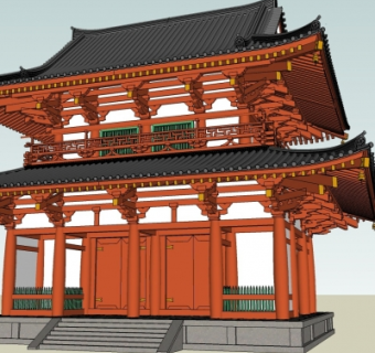 中式塔楼su模型