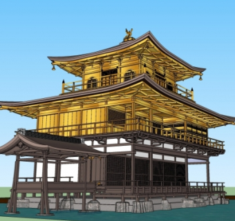 中式塔楼su模型