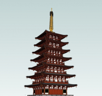 日式塔楼su模型