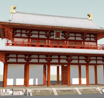 中式塔楼su模型