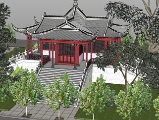 日式<em>寺院</em>建筑su模型