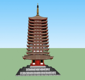 日式塔楼su模型