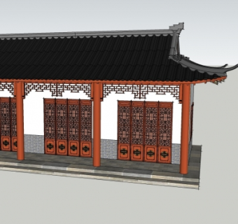 中式古建殿宇su模型