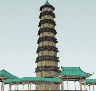 中式佛塔su模型