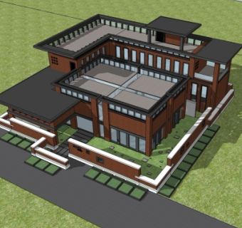 现代小型办公楼su模型