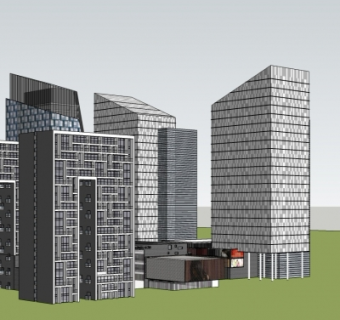 现代办公楼组合su模型