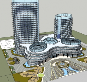 现代商业综合体su模型