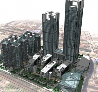 现代小区规划su模型