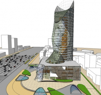 现代办公楼su模型