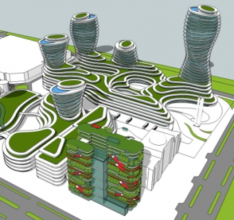 现代新概念生态小区规划su模型