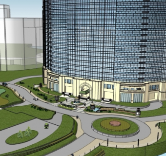 现代酒店综合体su模型